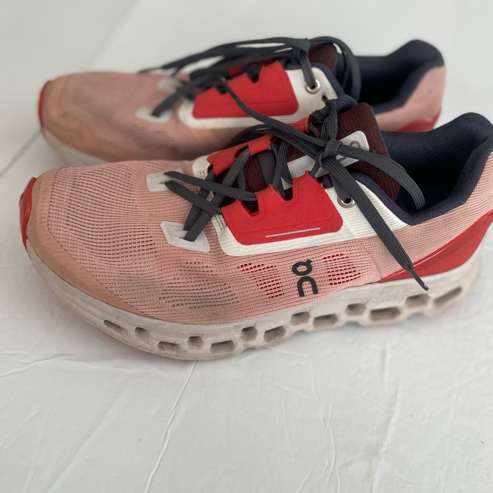 On Running Athletic Shoes in Red and Gray - Picture 8 of 12